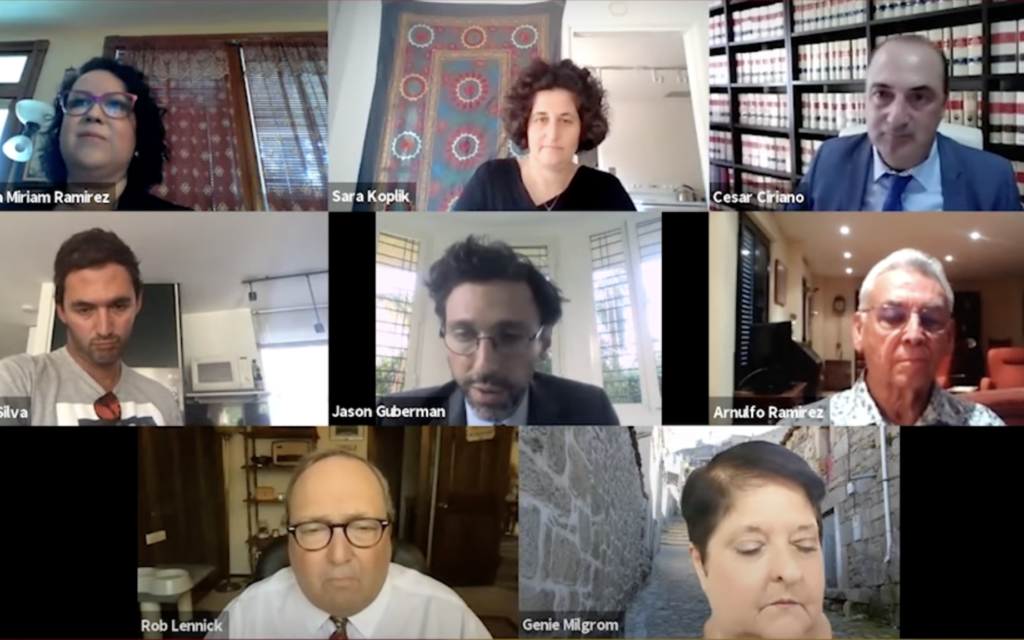 In August 2021, the American Sephardi Federation hosted a virtual discussion about the changes to Spain’s Sephardic citizenship program with the participation of Rob Lennick and Sara Koplik of the Jewish Federation of New Mexico, who are now engaged in a court battle. (Screenshot/ via JTA)