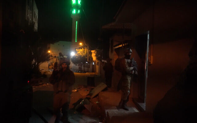 IDF soldiers are seen operating in the West Bank, on April 8, 2022. (Israel Defense Forces)