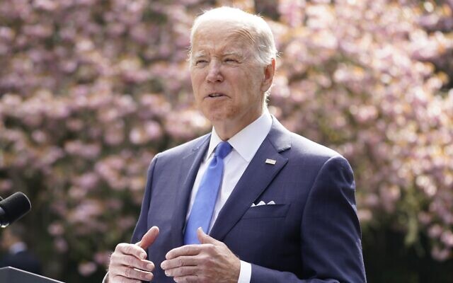 US President Joe Biden speaks at Seward Park on Earth Day, April 22, 2022, in Seattle. (AP Photo/Andrew Harnik)