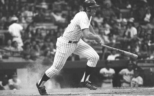 New York Yankees' Ron Blomberg heads for first after as he grounds out against the California Angels during a baseball game at Yankee Stadium in New York. Blomberg became the first major league designated hitter in an opening-day game, on June 6, 1973. (Harry Harris/AP)