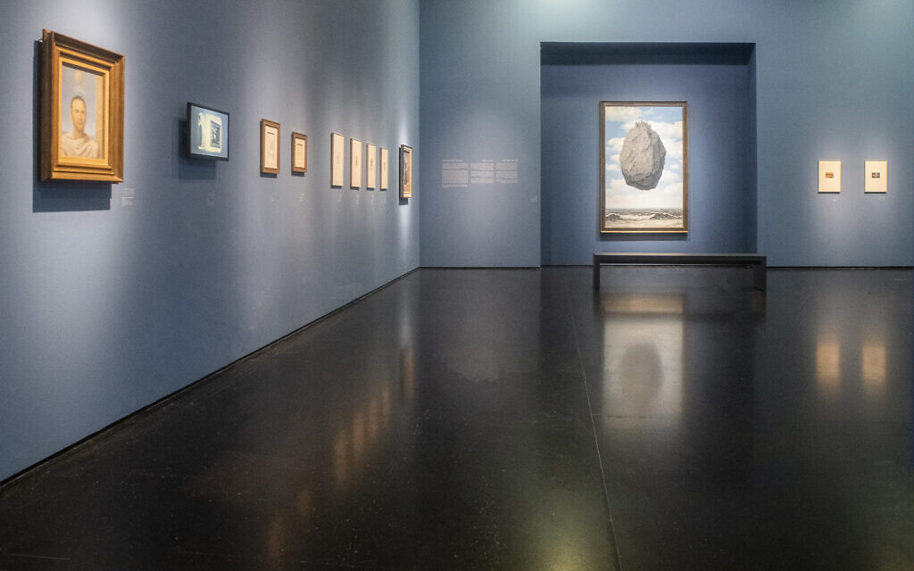A view of 'Drifting With Magritte: Castles in the Air,' the Israel Museum's new exhibit offering an in-depth look at the iconic Surrealist work, through October 2022 (Courtesy Zohar Shemesh)