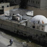 View of the compound of Joseph's Tomb in the West Bank city of Nablus, April 10, 2022. (Nasser Ishtayeh/Flash90)