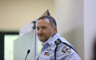 Police chief Kobi Shabtai ahead of his testimony before the Meron disaster commission, in Jerusalem, on April 11, 2022. (Yonatan Sindel/Flash90)