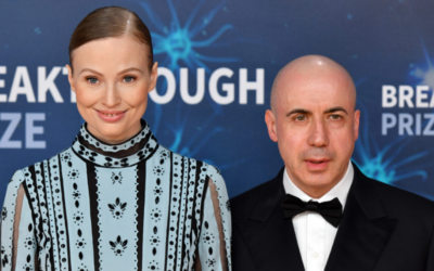 Julia Milner and Yuri Milner attend the 2020 Breakthrough Prize Red Carpet at NASA Ames Research Center in Mountain View, California, November 3, 2019. (Ian Tuttle/Getty Images for Breakthrough Prize via JTA)