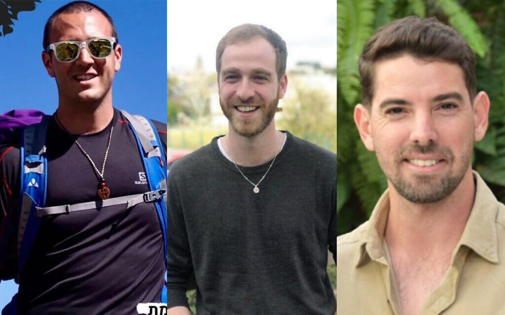The three victims of a terror attack in Tel Aviv on April 7, 2022. From left: Tomer Morad, Eytam Magini, and Barak Lufan. (Courtesy)