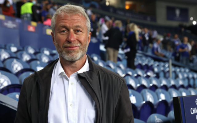 Roman Abramovich, former owner of Chelsea, smiles following the team's victory during the UEFA Champions League in Porto, Portugal, on May 29, 2021. (Alexander Hassenstein/UEFA/Getty Images via JTA)