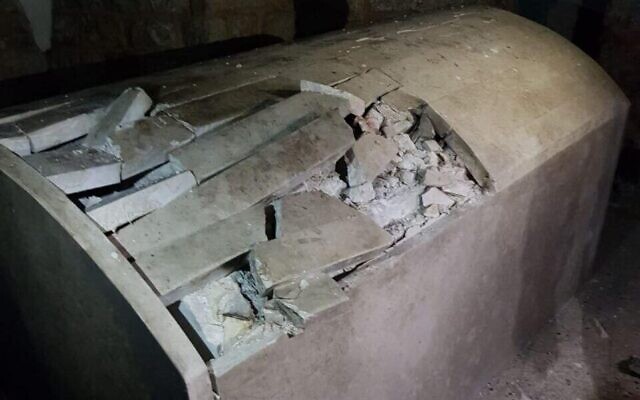 Joseph's Tomb, damaged by rioters, April 10, 2022 (Courtesy)