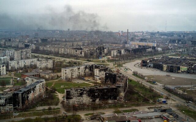An aerial view taken on April 12, 2022, shows the city of Mariupol, during Russia's military invasion launched on Ukraine. (Andrey BORODULIN / AFP)