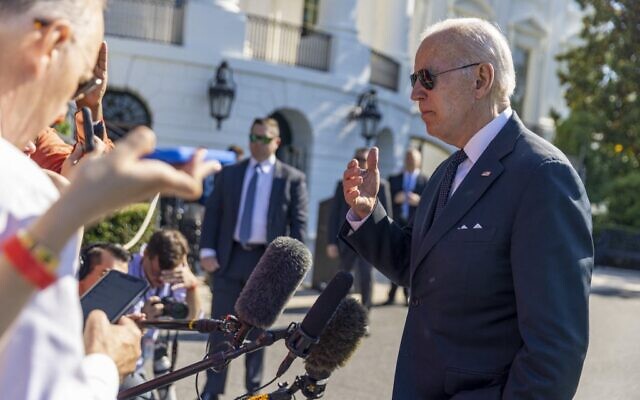 US President Joe Biden speaks to the media on the south lawn of the White House on May 30, 2022 in Washington, DC (Tasos Katopodis/Getty Images/AFP )