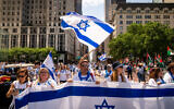 The Celebrate Israel Parade in New York City, May 22, 2022. (Luke Tress/Times of Israel)