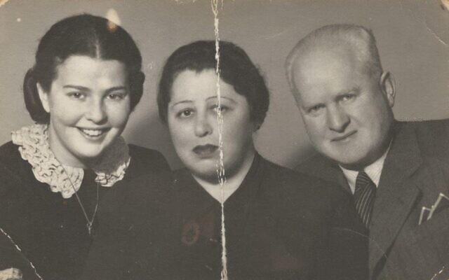 Lily Toth, left, in an undated photo with her parents prior to their deaths in 1944. (Courtesy of Toth/ via JTA)