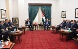 Turkish top diplomat Mevlut Cavusoglu meets with Palestinian Authority President Mahmoud Abbas on Tuesday, May 24, 2022 in Ramallah (Credit: Thaer Ghanayem/WAFA)