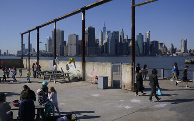 Illustrative: A view of the Manhattan skyline from the Brooklyn waterfront, March 21, 2021, in New York. (Seth Wenig/AP)
