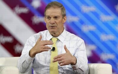 Rep. Jim Jordan, Republican of Ohio, takes part in a discussion at the Conservative Political Action Conference (CPAC) Feb. 26, 2022, in Orlando, Florida (AP Photo/John Raoux, File)
