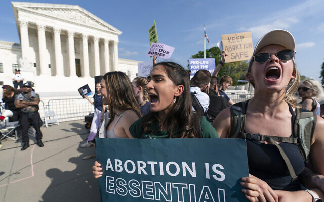 Demonstrators protest outside of the US Supreme Court, Tuesday, May 3, 2022 in Washington.  (AP Photo/Alex Brandon, File)