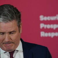 Labour leader Keir Starmer makes a statement at Labour Party headquarters in London, May 9, 2022. (Yui Mok/PA via AP)