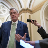 House Minority Leader Kevin McCarthy, R-Calif., talks to reporters at the Capitol in Washington, April 6, 2022. (AP Photo/J. Scott Applewhite, File)