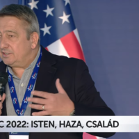 Zsolt Bayer speaks at a session of the Conservative Political Action Conference (CPAC) at the Balna cultural Centre of Budapest, Hungary on May 20, 2022. (Screenshot: YouTube)