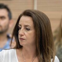 Meretz MK Ghaida Rinawie Zoabi attends a Special Committee on Arab Society Affairs meeting, in the Knesset, in Jerusalem on June 21, 2021. (Yonatan Sindel/Flash90)
