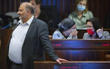 Ra'am head Mansour Abbas in the Knesset on December 6, 2021. (Olivier Fitoussi/FLASH90)