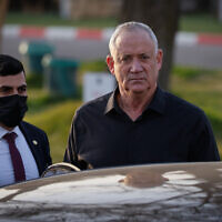 Defense Minister Benny Gantz at the IDF Central Command headquarters in Jerusalem, on March 30, 2022. (Olivier Fitoussi/Flash90)