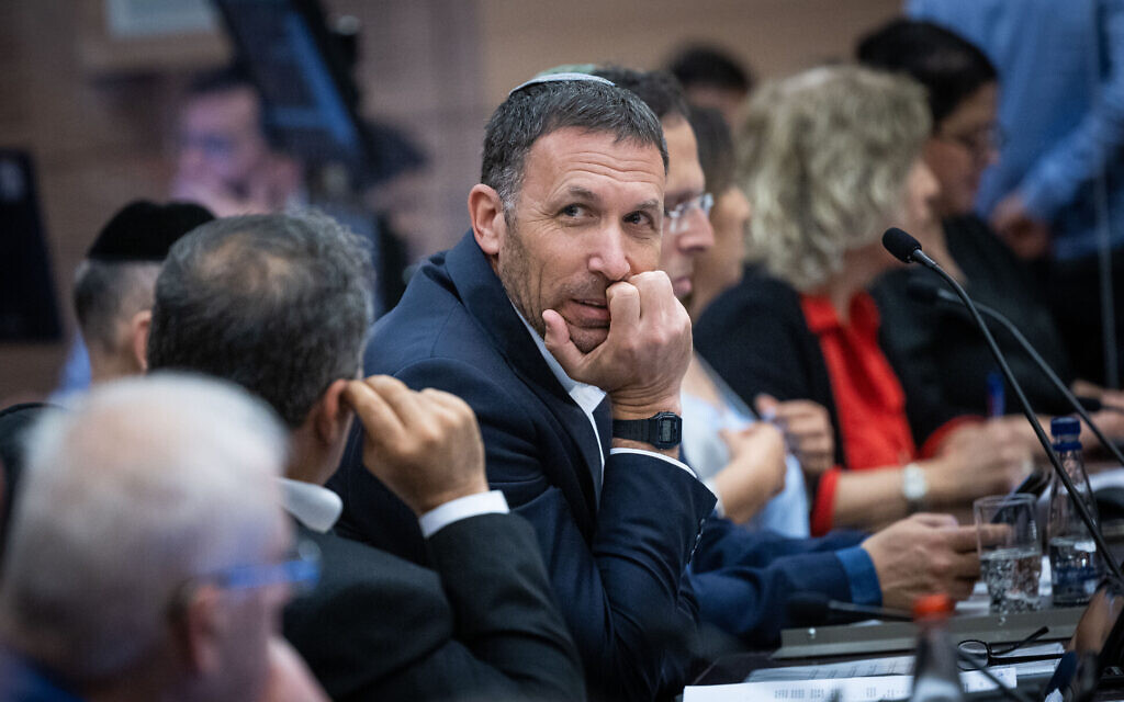 Then-Religious Affairs Minister Matan Kahana attends a Knesset House Committee hearing to declare MK Amichai Chikli a defector from his Yamina party, April 25, 2022. (Yonatan Sindel/Flash90)