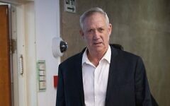 Defense Minister Benny Gantz arrives to a cabinet meeting at the Prime Minister's Office in Jerusalem on May 1, 2022. (Yonatan Sindel/Flash90)