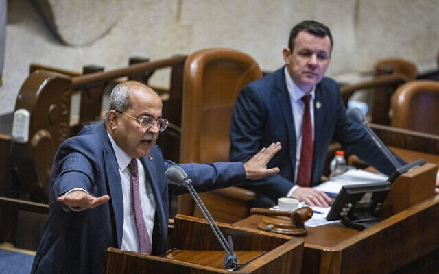 Joint List MK Ahmad Tibi at the Knesset, May 18, 2022. (Olivier Fitoussi/FLASH90)