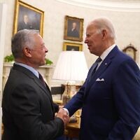US President Joe Biden hosts Jordan's King Abdullah II at the White House on May 13, 2022 (Royal Hashemite Court)