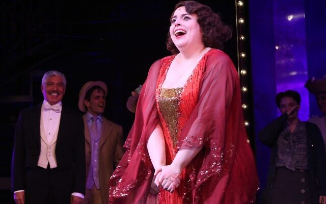 Beanie Feldstein as 'Fanny Brice' during the opening night curtain call for the musical 'Funny Girl' on Broadway at The August Wilson Theatre in New York City, April 24, 2022. (Bruce Glikas/WireImage via JTA)