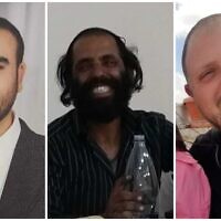 The victims of the Elad terror attack on May 5, 2022, from left to right; Boaz Gol, Yonatan Havakuk and Oren Ben Yiftah (courtesy)