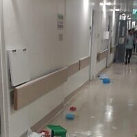 Damage to the intensive care unit at Hadassah Hospital in Jerusalem caused by family members of a patient who died there, May 16, 2022. (Hadassah spokesperson)