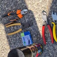 Tools that police believe suspects intended to use to sabotage the celebrations planned for the Lag B'Omer holiday on Mount Meron in northern Israel, which were seized on May 18, 2022. (Israel Police)