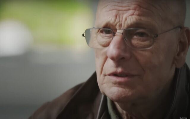 Screen capture from video of orphaned Holocaust survivor Jackie, 79, as he finds out he has living relatives. (YouTube)
