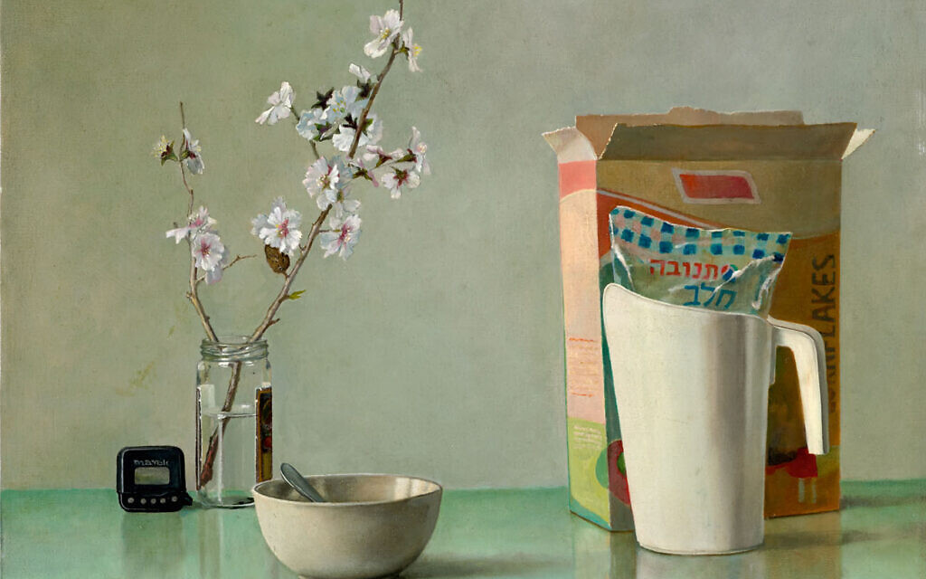 'Breakfast in the Katamonim,' oil, by Marek Yanai, on display at Beit Avi Chai exhibition, 'On the Threshold, Jerusalem in Oil and Watercolor,' through July 2022. (Courtesy Beit Avi Chai)