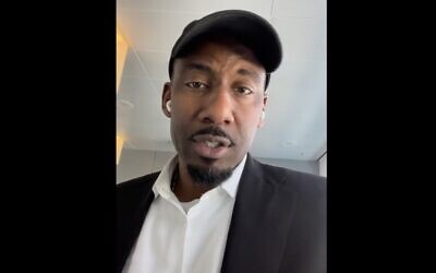 Amar'e Stoudemire speaks in an Instagram video about his leaving the Brooklyn Nets, May 18, 2022. (Screenshot via JTA)