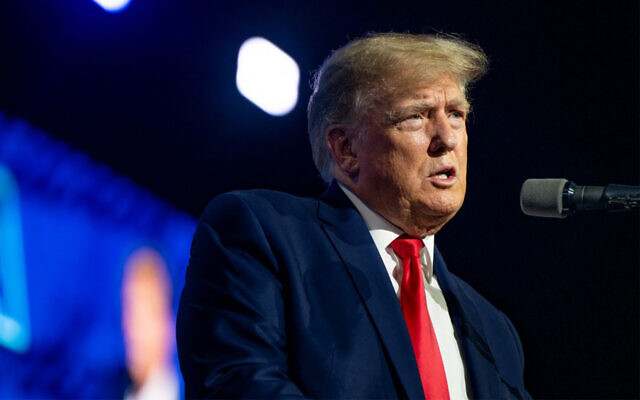 Former US president Donald Trump speaks during the National Rifle Association (NRA) annual convention on May 27, 2022 in Houston, Texas. (Brandon Bell/Getty Images/AFP)