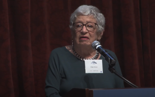 Midge Decter receives the Sidney Hook Award at the 2013 NAS Conference in New York, March 2, 2013. (Screenshot/YouTube)