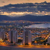The southern Israeli city of Eilat at dusk, April 2021. (gorsh13 via iStock by Getty Images)