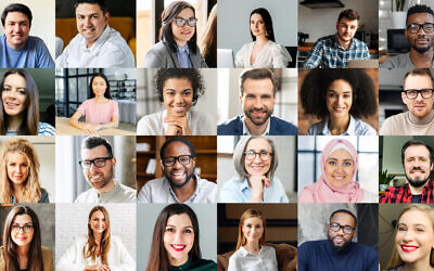 Illustrative image: A screen with different faces, like those used in Hebrew University research which concluded that people tend to over-estimate the presence of minorities. (iStock via Getty Images)
