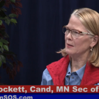 Kim Crockett speaks at a roundtable on May 7, 2022, before nabbing the GOP nomination for Minnesota's secretary of state. (Screen capture: YouTube)