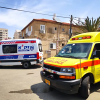 Magen David Adom respond to a pedestrian struck by a vehicle in Hadera May 11, 2022. (Magen David Adom)