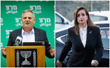 Health Minister and chief of the left wing Meretz party Nitzan Horowitz (left) at the Knesset, on May 16, 2022; Meretz MK Ghaida Rinawie Zoabi (right) arrives for an interview at Channel 12 news, in Neve Ilan, on May 19, 2022. (Olivier Fitoussi/Flash90)