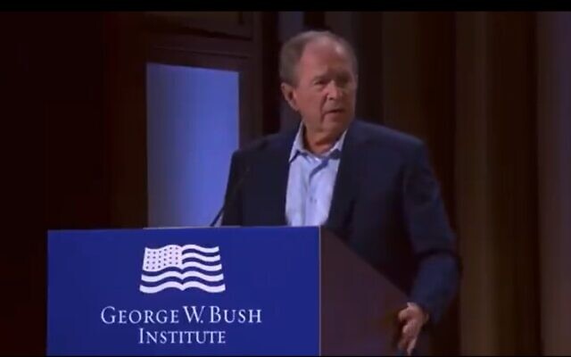 Former US president George W. Bush speaks in Dallas, Texas, May 18, 2022 (video screenshot)