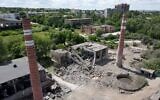 A picture shows destruction of a heating system plant after a Russian missile attack in Kostyantynivka, Donetsk region in Ukraine, June 24, 2022. (Bagus Saragih/AFP)