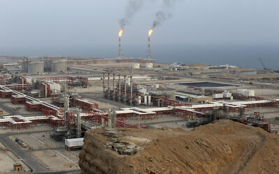 Illustrative: This March 16, 2019 file photo shows natural gas refineries at the South Pars gas field on the northern coast of the Persian Gulf, in Asaluyeh, Iran. (AP Photo/Vahid Salemi, File)