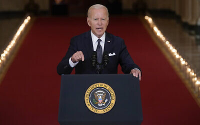 US President Joe Biden speaks about the latest round of mass shootings, from the East Room of the White House in Washington, June 2, 2022. (AP Photo/Evan Vucci)