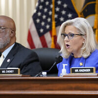 Vice Chair Liz Cheney, R-Wyo., gives her opening remarks as Committee Chairman Rep. Bennie Thompson, D-Miss., left, looks on, as the House select committee investigating the Jan. 6 attack on the U.S. Capitol holds its first public hearing to reveal the findings of a year-long investigation, at the Capitol in Washington, Thursday, June 9, 2022. (AP Photo/J. Scott Applewhite)