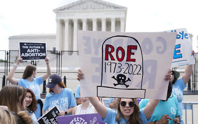 Demonstrators protest about abortion outside the Supreme Court in Washington, June 24, 2022. (AP Photo/Jacquelyn Martin)