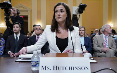 Cassidy Hutchinson, former aide to Trump White House chief of staff Mark Meadows, arrives to testify as the House select committee investigating the Jan. 6 attack on the US Capitol continues to reveal its findings of a year-long investigation, at the Capitol in Washington, Tuesday, June 28, 2022. (AP/Jacquelyn Martin)